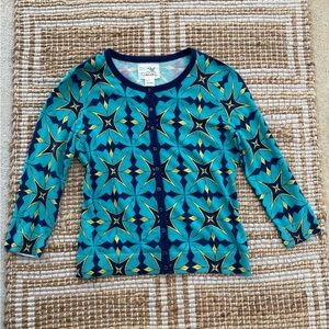 Tabitha Anthropologie Geometric Print Cotton Cardigan Sweater Size L Boho